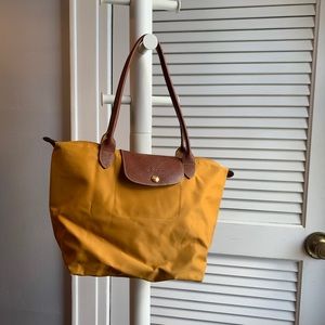 Longchamp- Le Pliage Mustard Yellow Shoulder Bag S